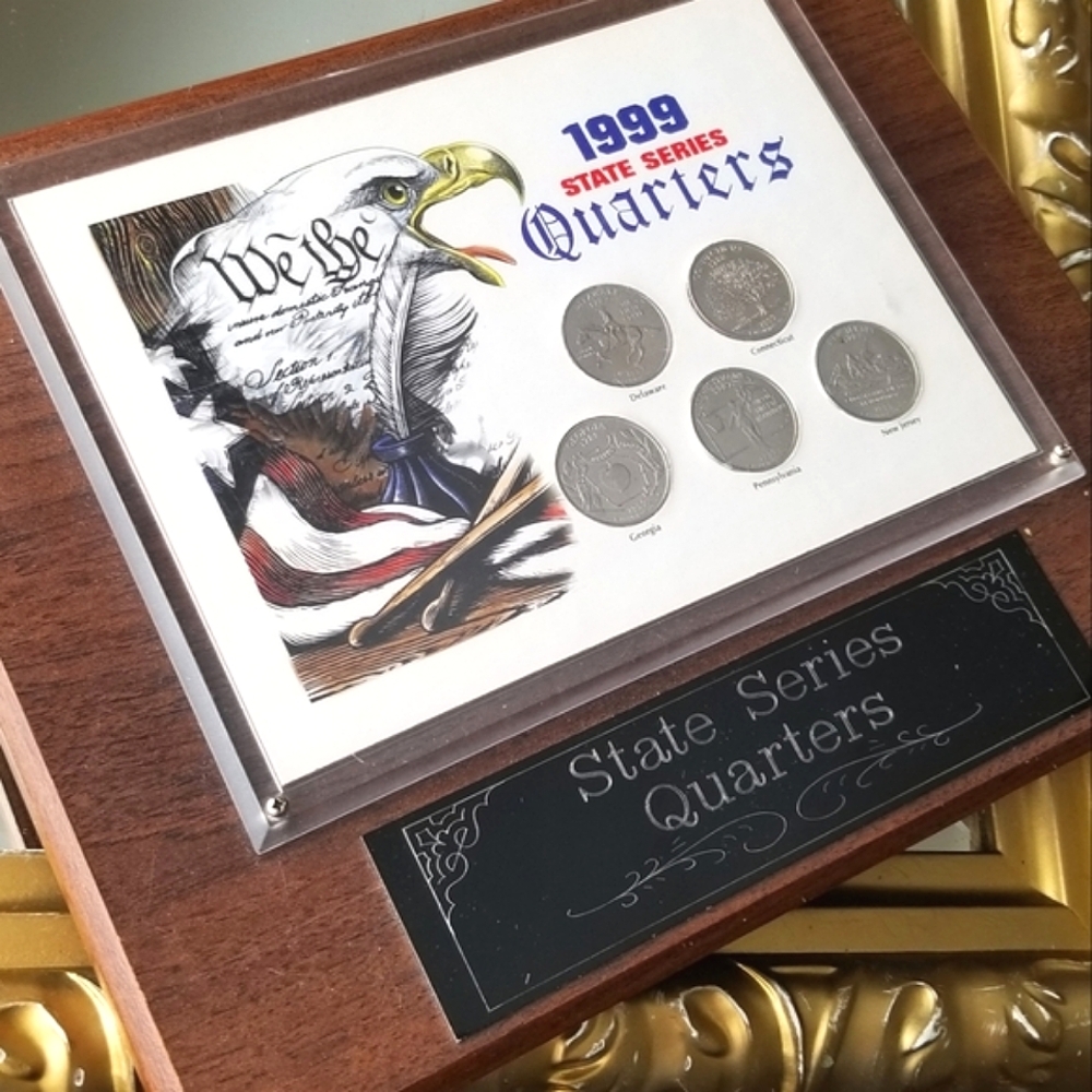 ❗1999 State Series Quarters Vintage Wooden Display Plaque❗